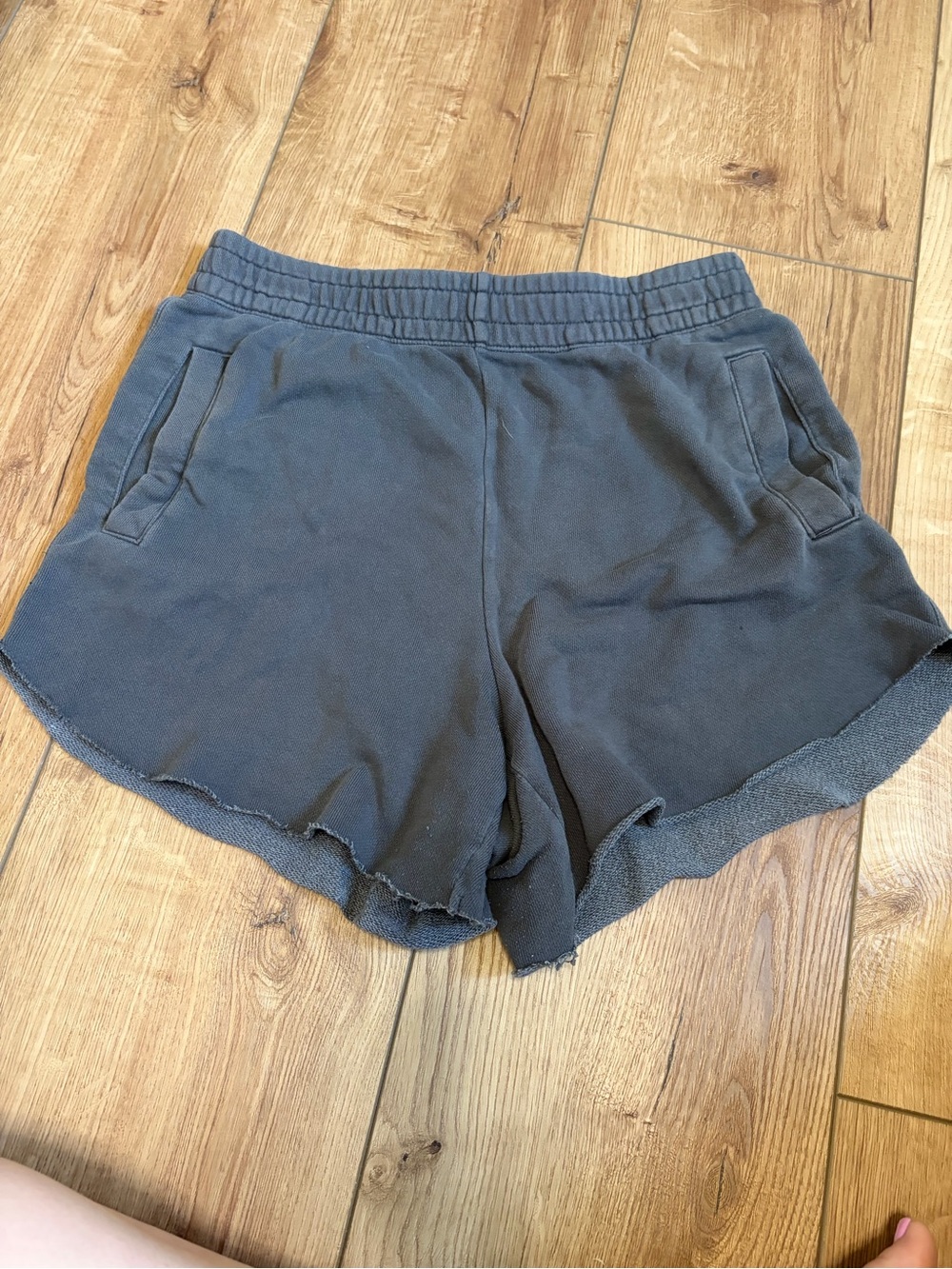 aerie Black Elastic-Waist Athletic Lounge Shorts